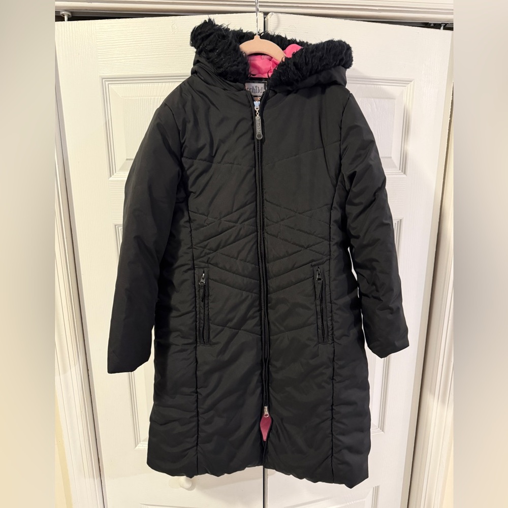 Rothschild Quilted Puffer Black Hooded Coat  10-12